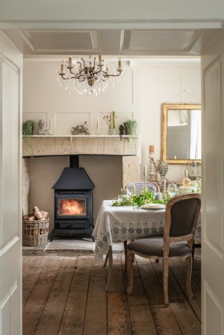 Dine by the fire on cool days