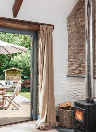 Doors from the living area open out to the patio