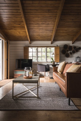 Luxury log cabin interiors throughout