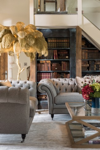 The library and sitting room at Evania