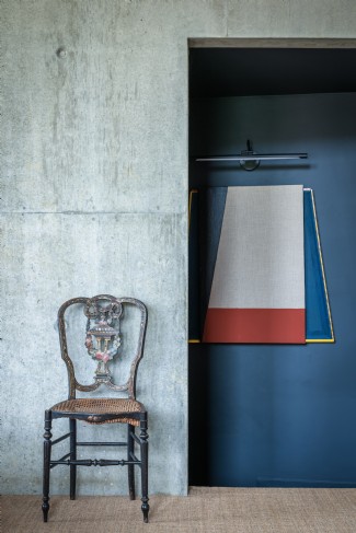 Modern wall art highlights a hidden corner in the living room